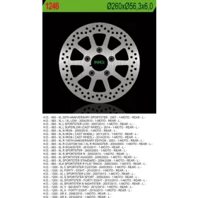 NG Rear Fixed Brake Disc 260x56.3x6mm Harley Davidson Sportster / XR 883-1200cc 00-16
