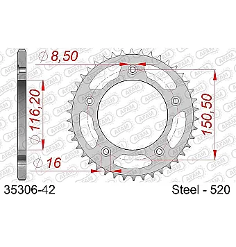 AFAM Steel Standard Rear Sprocket 520 42 teeth APRILIA RS 250 94-05