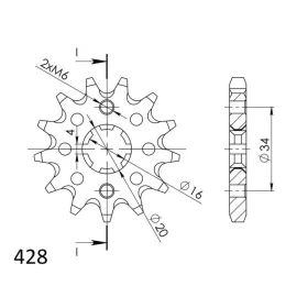 Supersprox Front sprocket 428 13T Beta / Suzuki 80-125cc 97-23