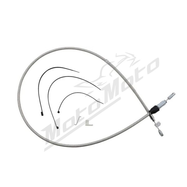 MAGNUM SHIELDING Polished Stainless Quick Connect Upper Clutch Cable Harley Davidson FLDE / FLI / FLSB / FLHR / FXBR / FXST 1750/1977 18-24 132cm