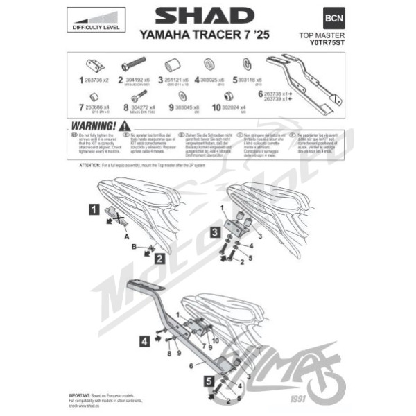 SHAD Rear storage box holder Yamaha Tracer-7 690 2025