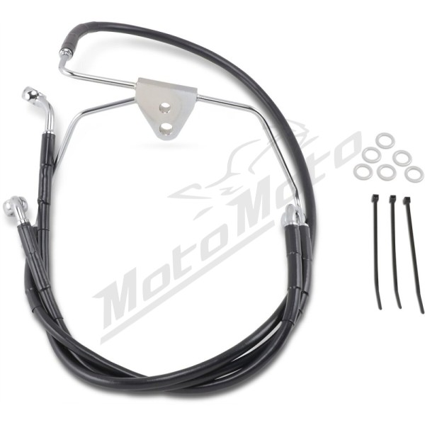 DRAG SPECIALTIES Extended Length Black Vinyl Brake Line Kit Harley Davidson FLHT / FLHTC / FLHTCI / FLHTCSE2 1340-1800cc 96-07