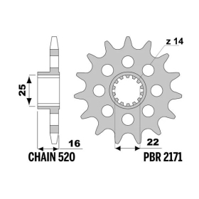 PBR Steel Standard Front Sprocket 2171 - 520 DUCATI 749-1200cc 2002-2024