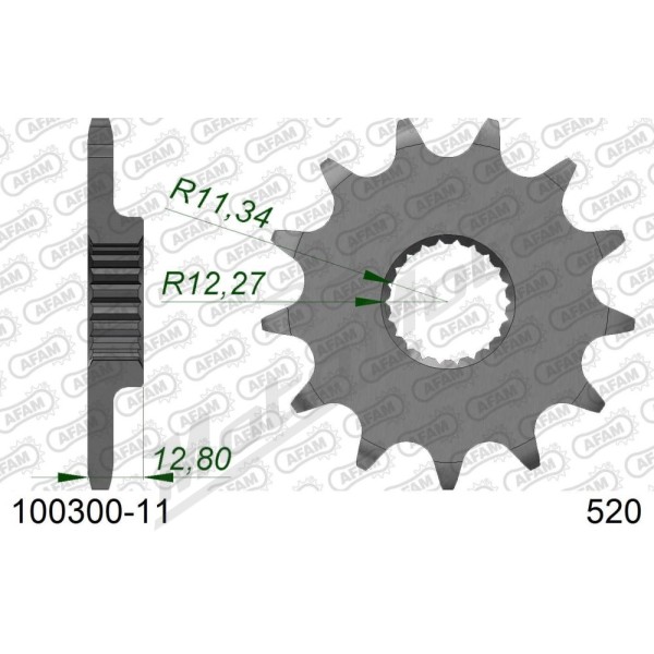 AFAM plieninė standartinė priekinė žvaigždutė 100300 - 520 11-13 dantukų POLARIS SCRAMBLER / TRAIL BOSS / TRAIL BLAZER / XPRESS / SPORT 250-500cc 86-14
