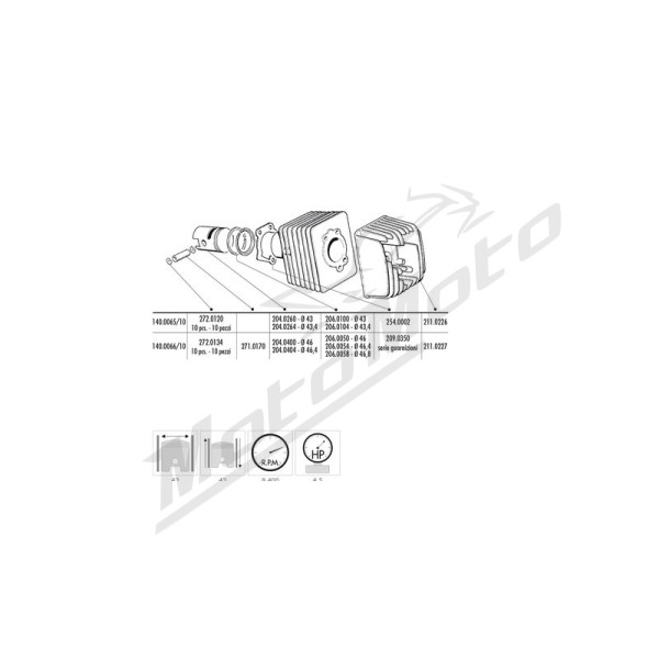 POLINI Cylinder Kit 43mm / 10mm Piaggio Ciao 50cc 67-06