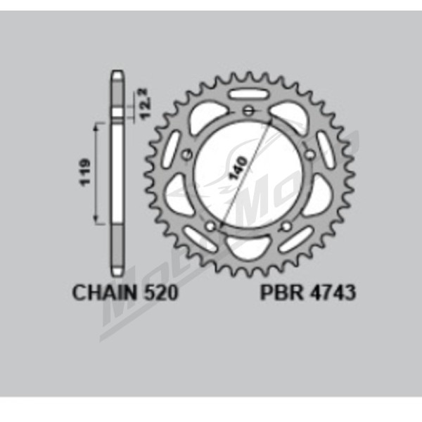 PBR itin lengva aliuminio galinė žvaigždutė 4S - 520 33 - 40 - 44T