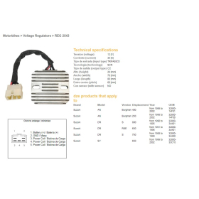 DZE Voltage Regulator 12V 35A Suzuki AN / SV / DR 250-800cc 88-02