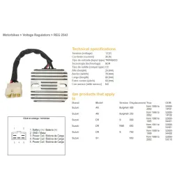 DZE Voltage Regulator 12V 35A Suzuki AN / SV / DR 250-800cc 88-02