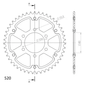 Supersprox Stealth Rear sprocket Gold 46T Kawasaki EN / ER-6F / ER-6N / EX / ZXR 600-750cc 90-20