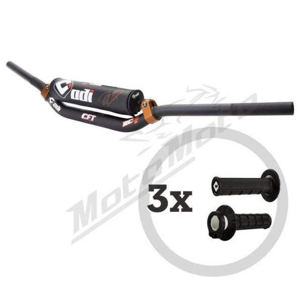 ODI vairo rinkinys - CFT Podium MX 28.6mm + 3 poros MX V2 Lock-On Half-Waffled rankenėlių