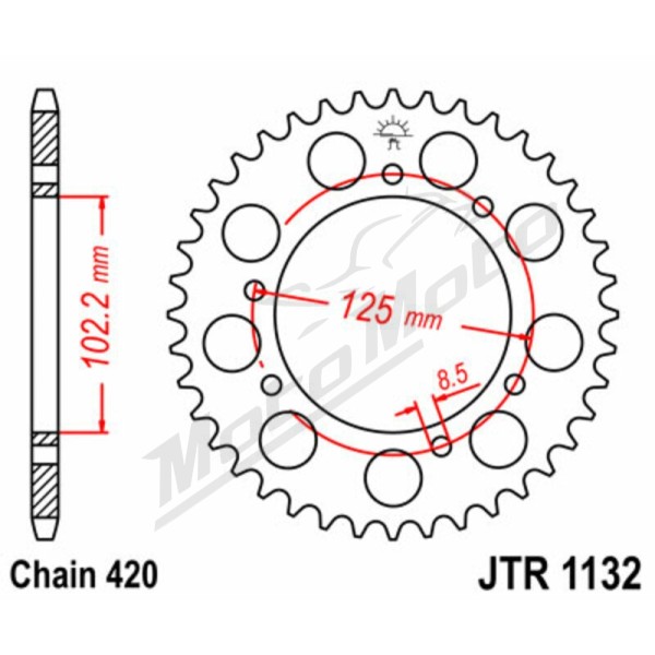 JT Grandinės komplektas 420HDR 11/59 1132 Derbi Senda X-Treme 50cc 20-22