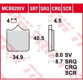 BRAKE PADS TRW MCB829SV ROUTE