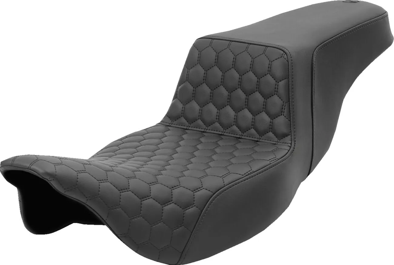 SADDLEMEN Honeycomb Step-Up Seat Black Harley Davidson FLH / FLHR / FLHRC / FLHRXS / FLHTCU / FLHX / FLHXSE / FLTRX / FLTRXSE 1584-1923cc 08-24