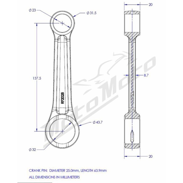 VINTCO Connecting Rod Kit Yamaha IT / WR Z / YZ / 465-500cc 80-93