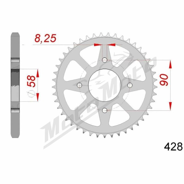 AFAM Steel Standard Rear Sprocket 428 45 teeth SUZUKI GSX-R 125 18-24