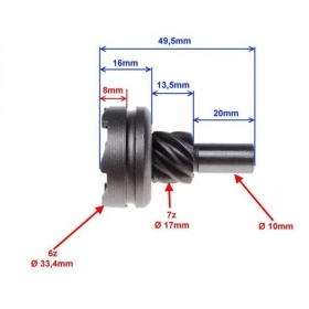 Kickstarter gear GY6 / HONDA 2T / 4T 6+7teeth