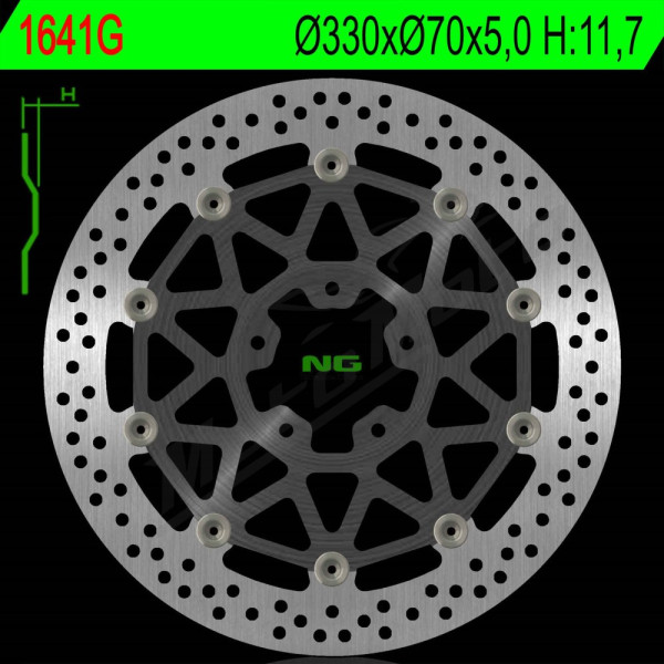 NG Front Floating Brake Disc 330X70X5,0mm Kawasaki Ninja ZX-10 1000cc 17-23