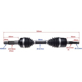 Left front axle MaxTuned CF MOTO 500 / 800