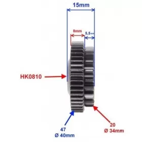 Starter bendix gear + mounting + bushing chinese scooter 50cc 2T