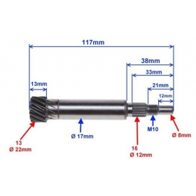 Transmission / Gearbox drive shaft BENZER/ KEEWAY/ KINGWAY/ LONGJIA/ RMMOTOR/ ROMET 50cc 2T