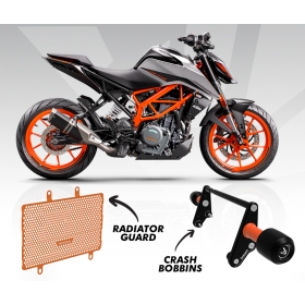 Rėmo slideriai / crash bar + Radiatoriaus grotelės BAGOROS KTM DUKE 125-200cc 2019-2022