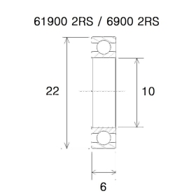 BLACK BEARING B5 Bearing 10x22x6 mm 6900-2RS