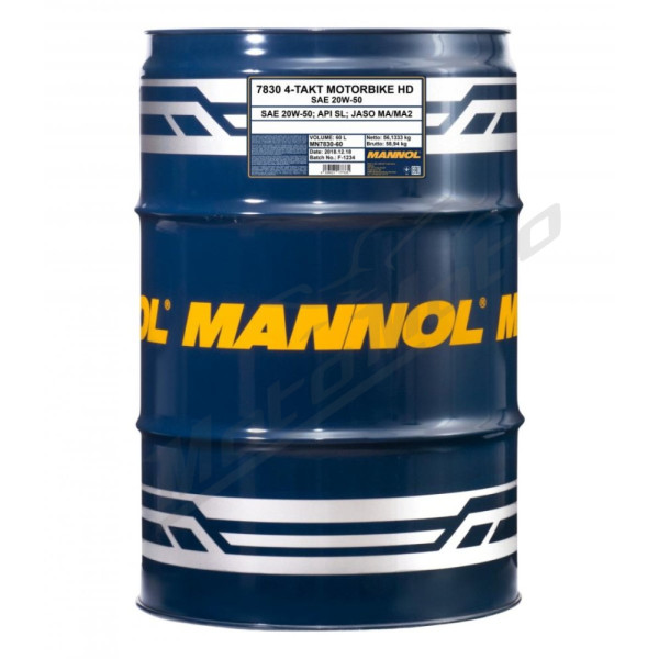 Mannol engine oil 4t motorcycle hd 20w50 60l v-twin ma2 semisynthetic 