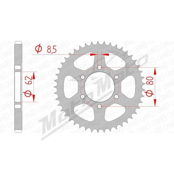 AFAM Steel Standard Rear Sprocket 428 37-45 teeth YAMAHA DT / TW 125-200cc 74-15