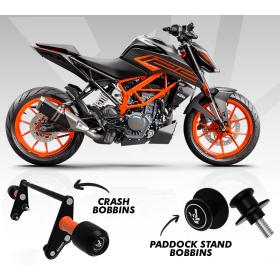 Rėmo slideriai / crash bar + Pakelėjo laikikliai M10 2vnt BAGOROS KTM DUKE 250-390cc 2019-2022