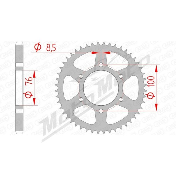 AFAM Steel Standard Rear Sprocket 428 48-52 teeth YAMAHA MT / YS / YZF / XSR / R 125 08-25