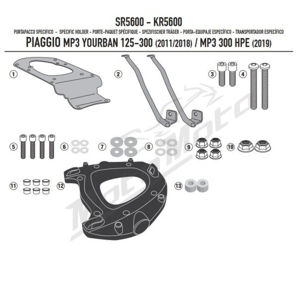KAPPA Top case frame With Monokey Plate Piaggio MP3 125-300 11-24