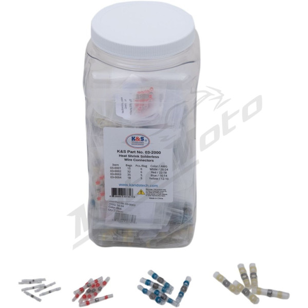 K&S TECHNOLOGIES Heat-Shrink Solderless Wire Connector Kit/Refill 100 pcs.