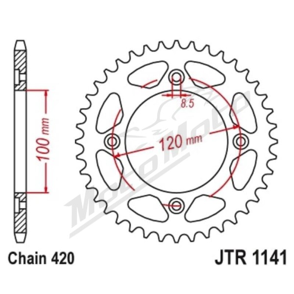 JT/JT Chain Kit 420HDR 11/50 Standard - Standard Rear Sprocket 1141 Beta RR 50cc 16-17