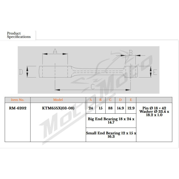 Royal Rods connecting rod KTM SX 65 03-08
