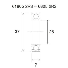 BLACK BEARING B5 Bearing 25x37x7 mm 6805-2RS