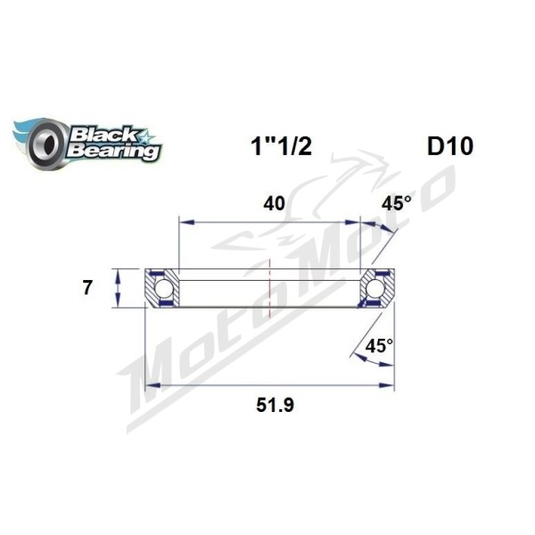 BLACK BEARING 45°/45° Headset Bearing 40x51.9x7 mm HB-D10