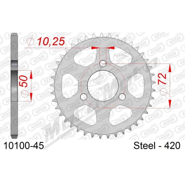 AFAM Steel Standard Rear Sprocket 420 45 teeth