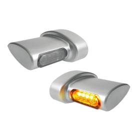 HEINZ BIKES Micro Rear Turn Signals Satin Chrome Harley Davidson FLD / FLHR / FLHT / FLHX / FLTRI / XL / XR 500/1977 93-24