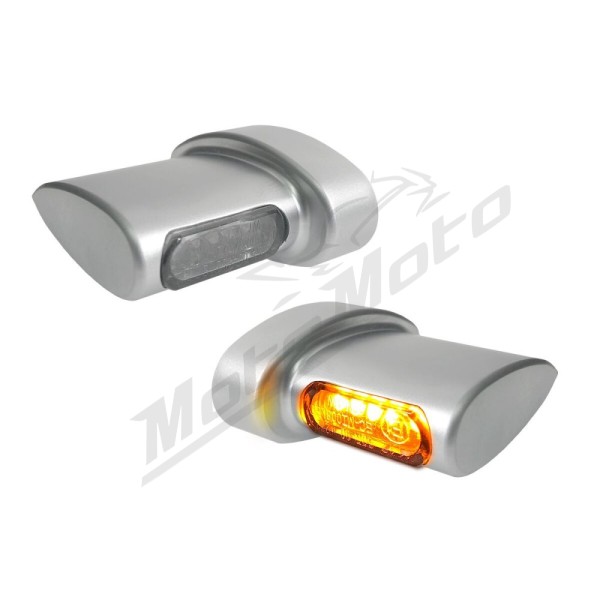 HEINZ BIKES Micro Rear Turn Signals Satin Chrome Harley Davidson FLD / FLHR / FLHT / FLHX / FLTRI / XL / XR 500/1977 93-24