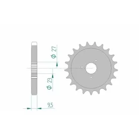 AFAM plieninė standartinė priekinė žvaigždutė 94802 - 530 21 dantukų ​​​​​​​HARLEY DAVIDSON XLH SPORSTER 883-1200cc 86-90