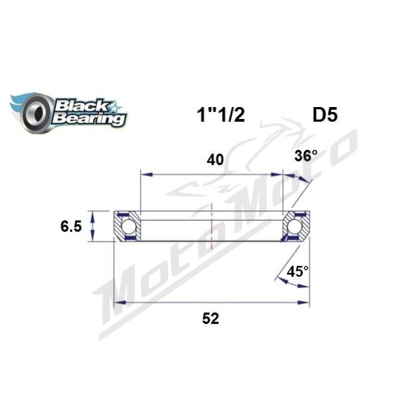 BLACK BEARING 36°/45° Headset Bearing 40x52x6.5 HB-D5