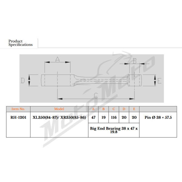 Royal Rods connecting rod HONDA XL 350 84-87