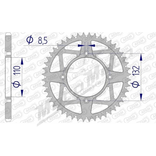 AFAM Aluminium Ultra-Light Self-Cleaning Rear Sprocket 72306 - 520 46-84 teeth KTM FREERIDE / SX-E 250cc 12-24