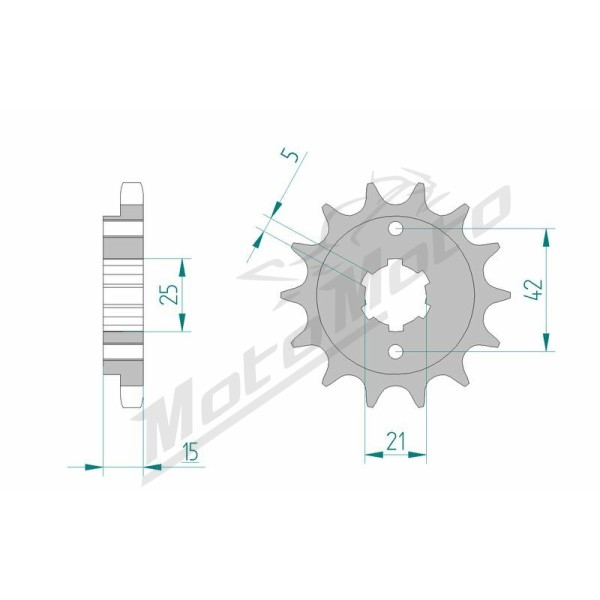 AFAM plieninė standartinė priekinė žvaigždutė 52500 - 530 15 dantukų DUCATI PANTAH 500-600cc 77-89