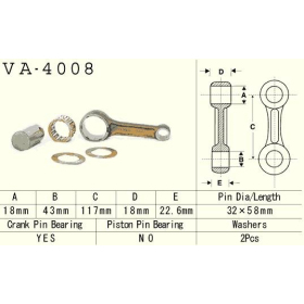 VESRAH Connecting rod Kawasaki KEF / KLF / KVF 300 86-05