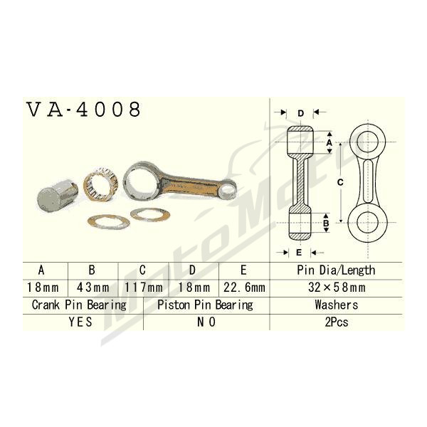VESRAH Connecting rod Kawasaki KEF / KLF / KVF 300 86-05