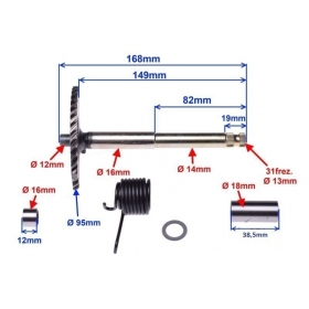 Kickstarter shaft GY6 125-150 4T 168mm