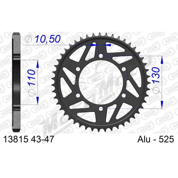 AFAM Aluminium Rear Sprocket 525 43-47 teeth