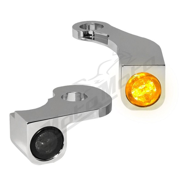 HEINZ BIKES NANO Series Handlebar Turn Signals Chrome Harley Davidson FLDE/ FLFB / FLSL / FXLR / FXLRST / FXST / FXFB 1750/1923 18-24
