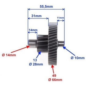 Gearbox gear universal 2T 13/49Teeth